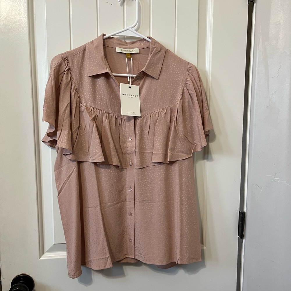 DownEast Pink Ruffle Blouse - Picture 7 of 9
